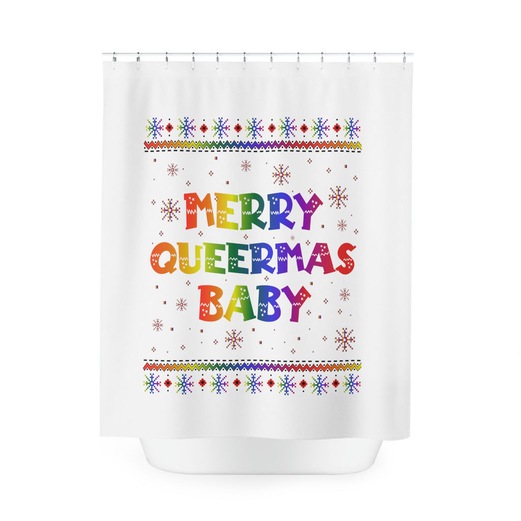 Christmas LGBTQ Shower - Curtains - Merry  Queermas baby Printify