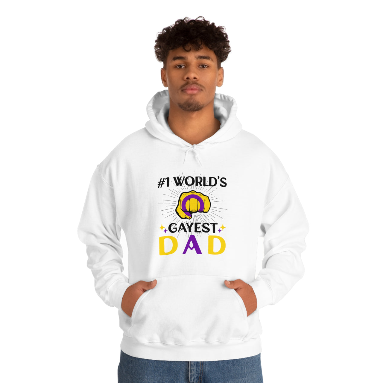 SHAVA CO Intersexual Flag , Unisex Heavy Blend™ Hooded Sweatshirt - #1 World's Gayest Dad Printify