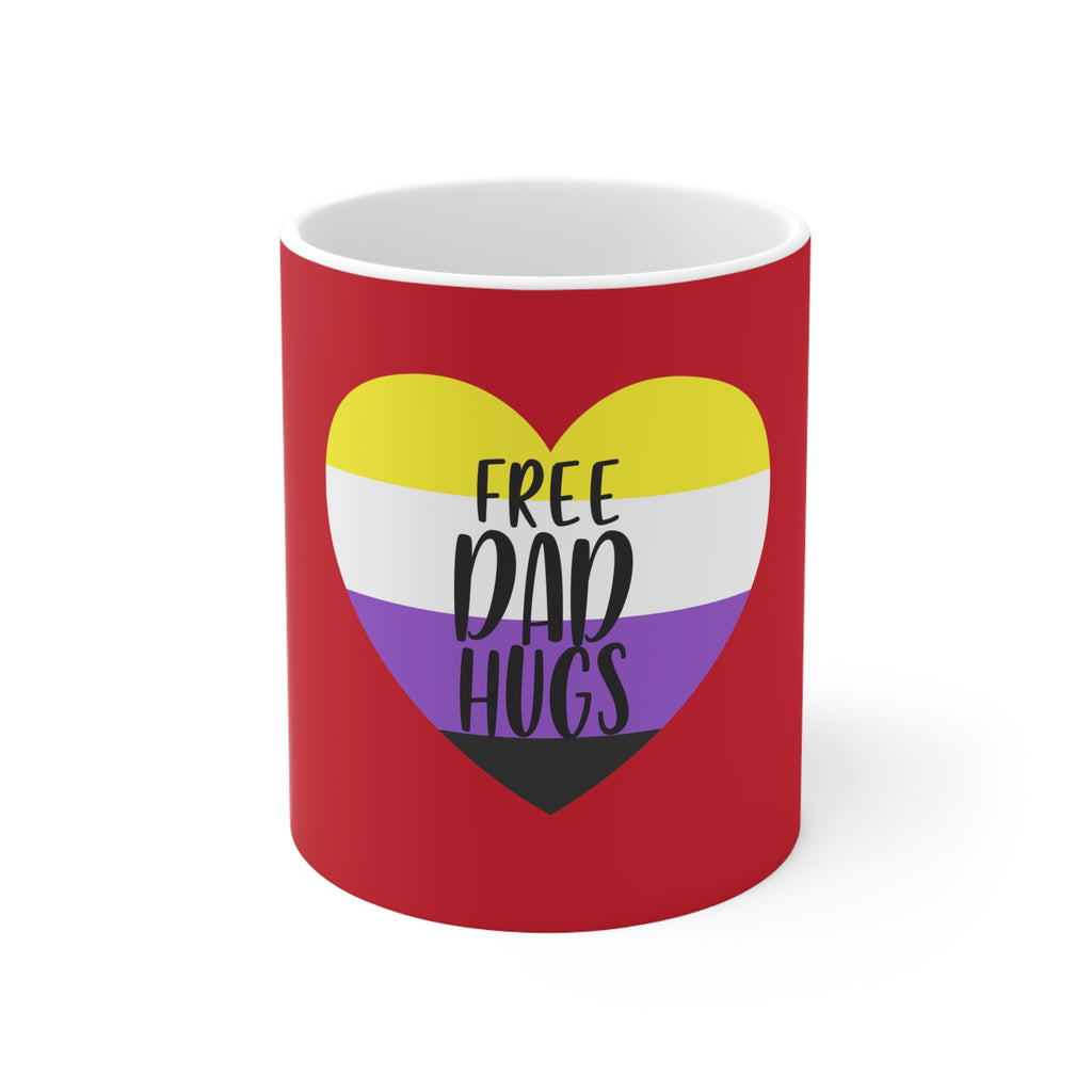 Non Binary Pride Flag Ceramic Mug - Free Dad Hugs Printify