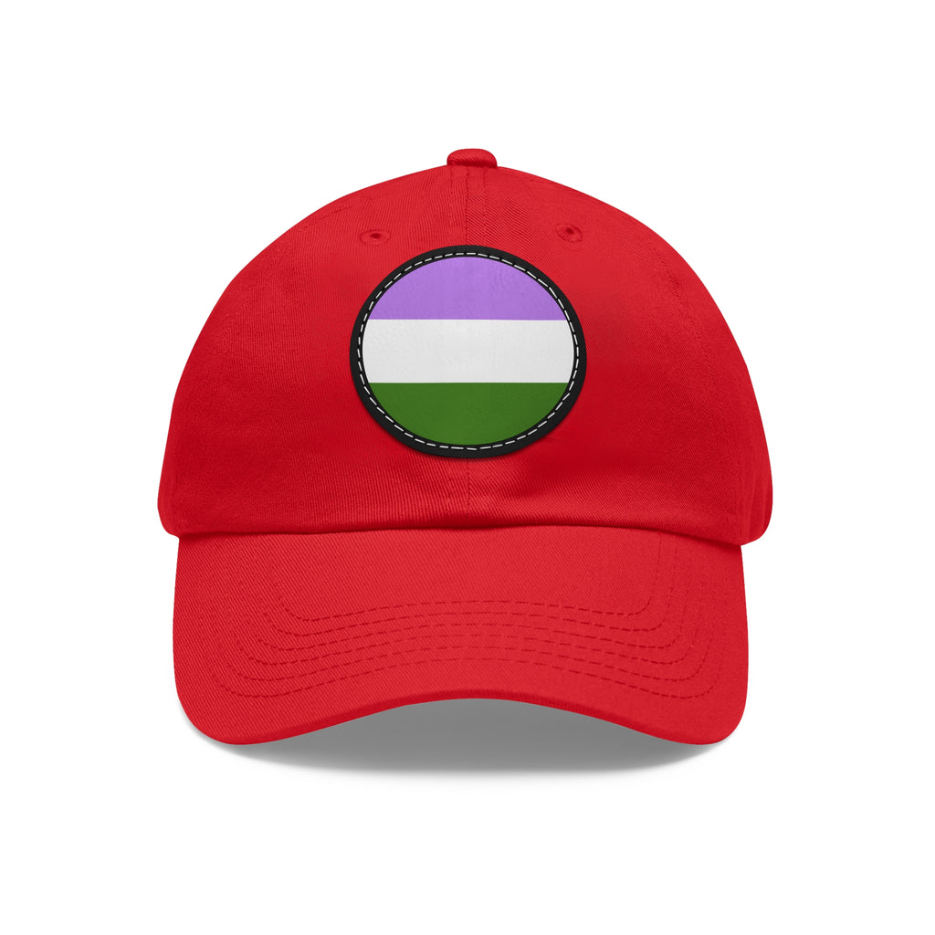 SHAVA CO Genderqueer Flag Dad Hat with Leather Patch (Round) Printify