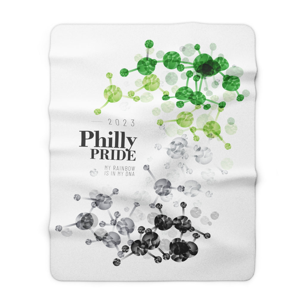 SHAVA CO Aromantic Flag 2023 Pride, Philly Sherpa Fleece Blanket - My Rainbow Is In My DNA Printify