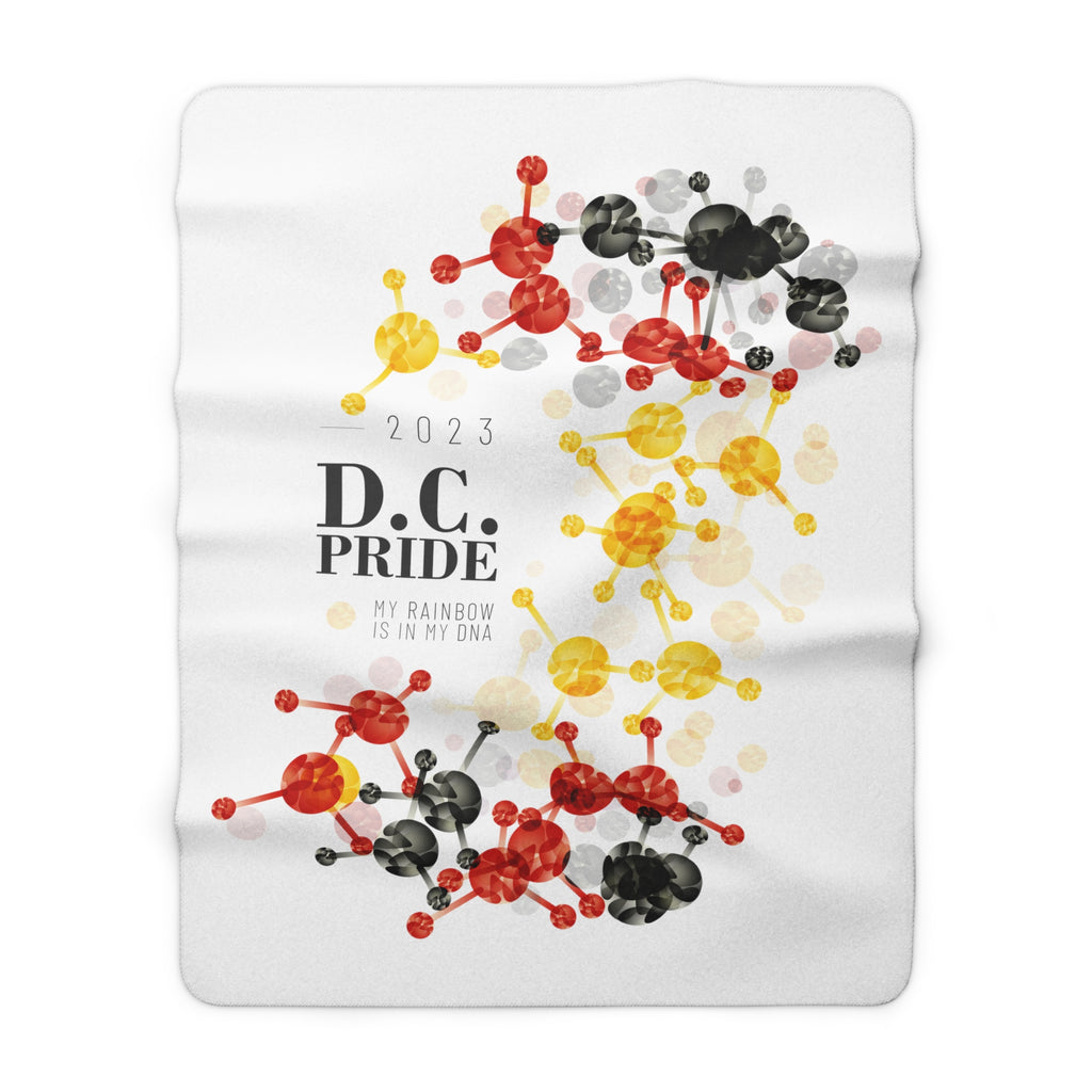 SHAVA CO Rubber Flag 2023 Pride, Washington D.C  Sherpa Fleece Blanket - My Rainbow Is In My DNA Printify