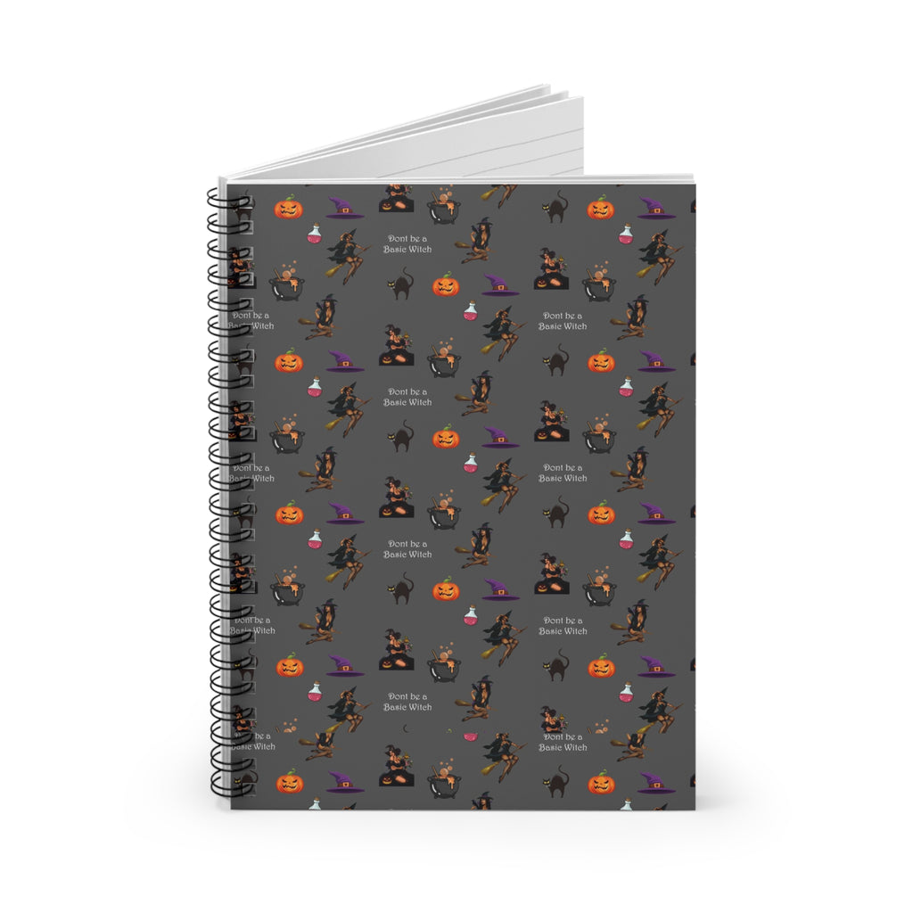 Halloween/ Spiral Notebook - Ruled Line/ Don't be a Basic Witch - Pattern Printify