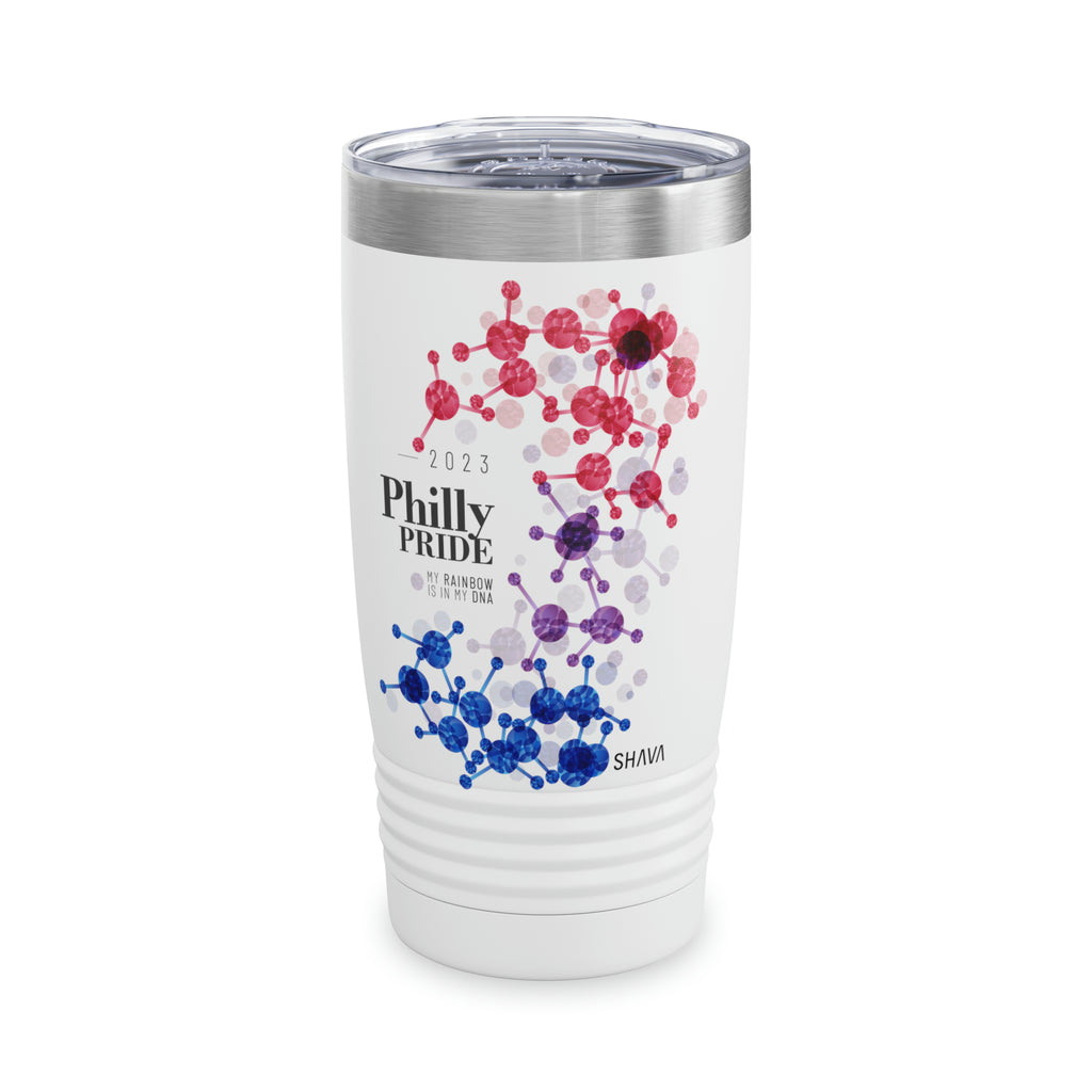 SHAVA CO Bisexual Flag 2023 Pride, Philly Ringneck Tumbler 20oz - My Rainbow Is In My DNA Printify