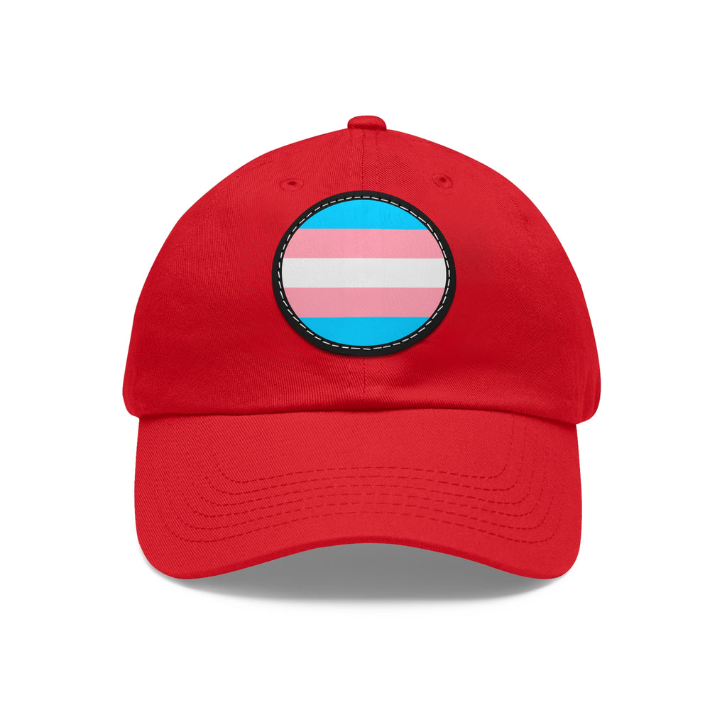 SHAVA CO Transgender Flag Dad Hat with Leather Patch (Round) Printify