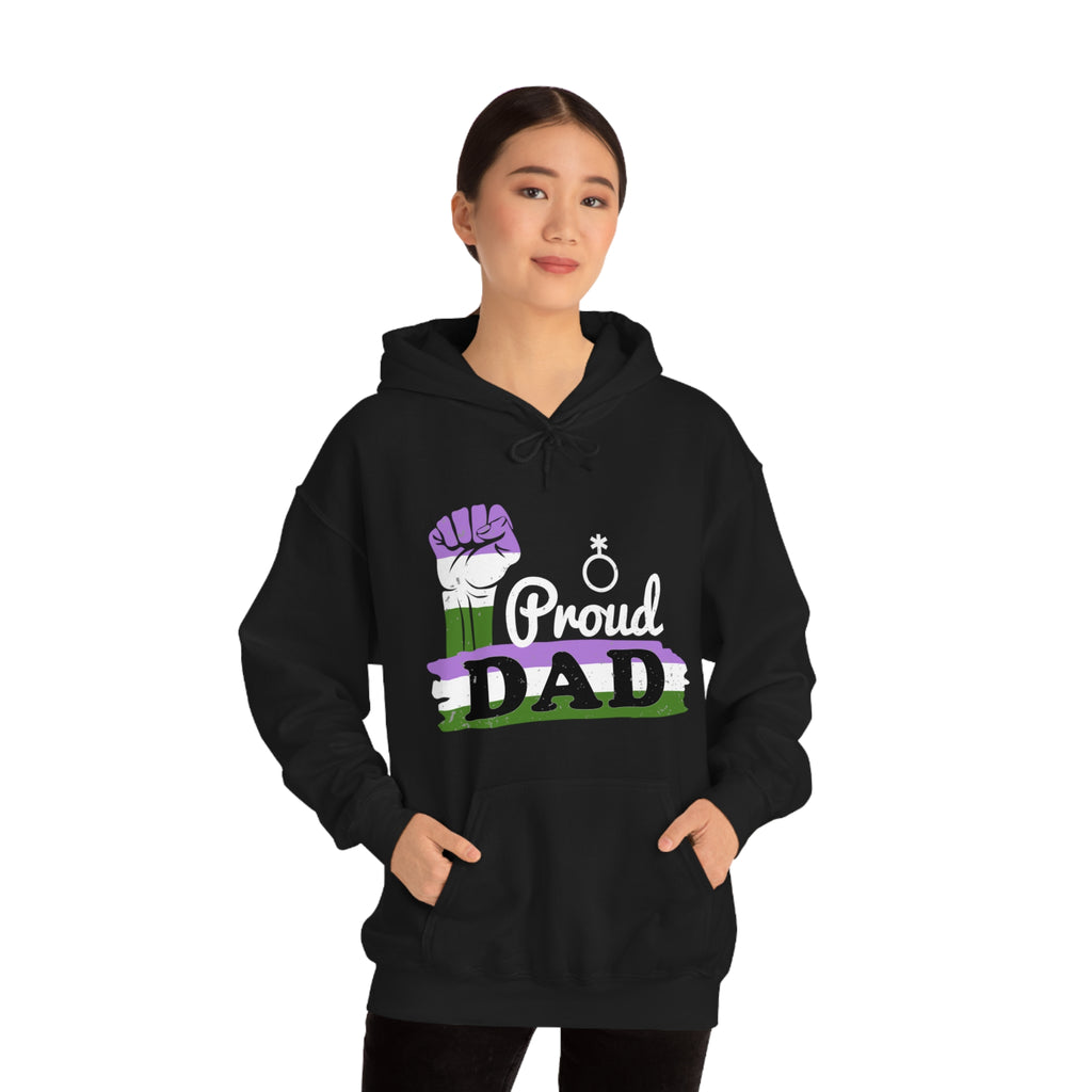SHAVA CO Genderqueer Flag, Unisex Heavy Blend™ Hooded Sweatshirt - Proud Dad Printify