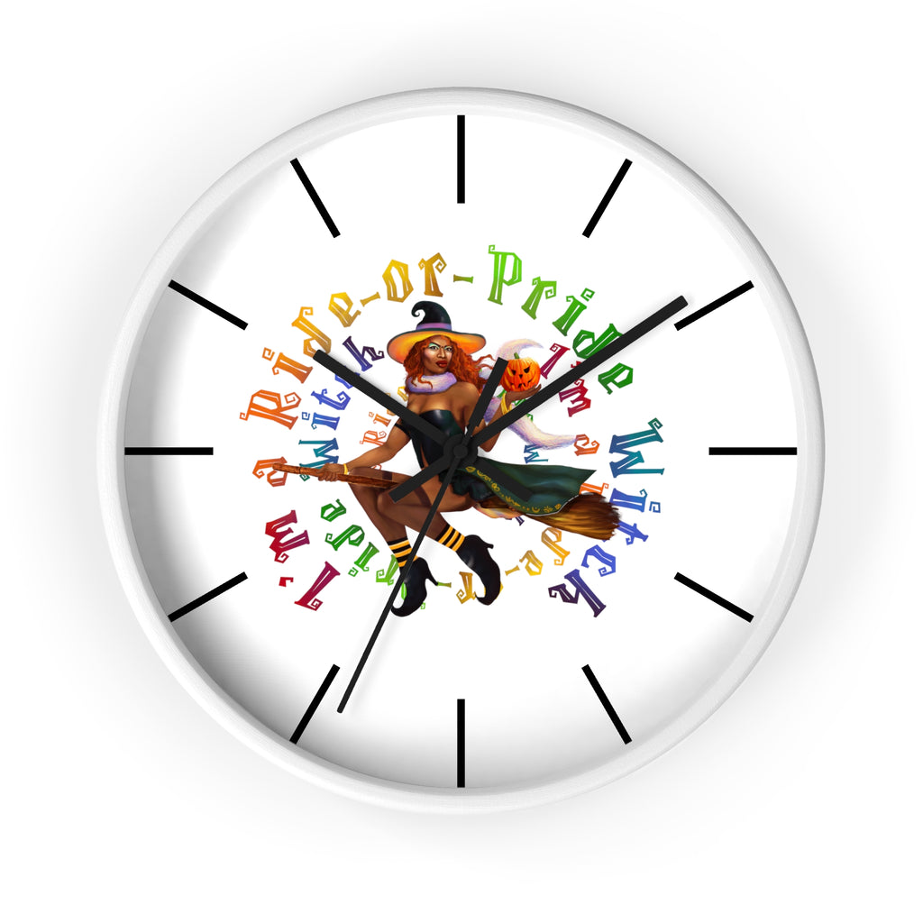 Halloween Wall Clock - I'm Ride or Pride Black Printify