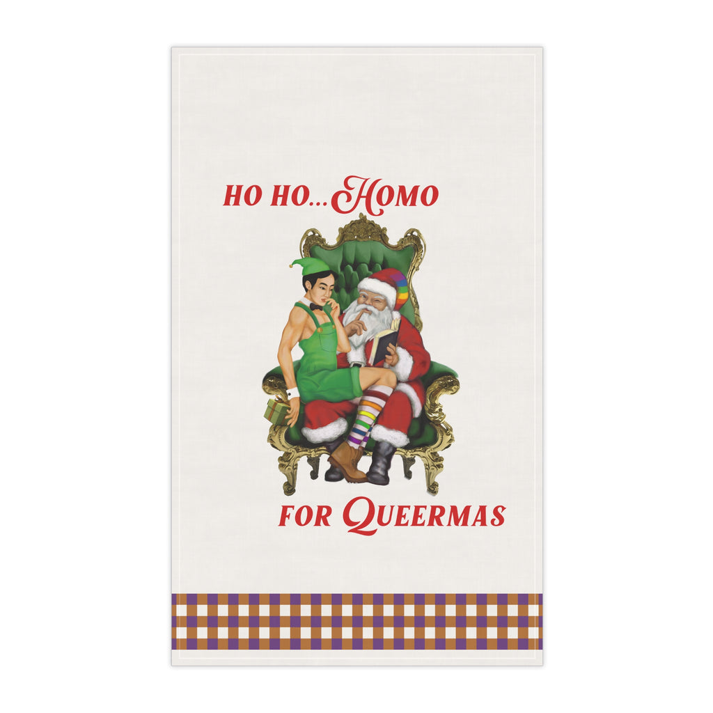 Christmas LGBTQ  Kitchen Towel -  Ho Ho Ho , Homo For Qurmas Printify