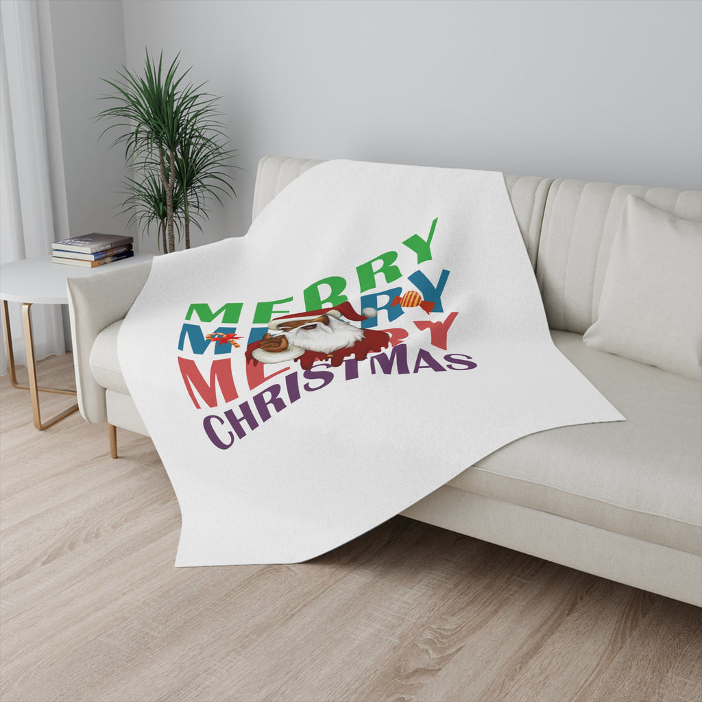 Christmas Sherpa Blanket, Merry Christmas Santa Printify