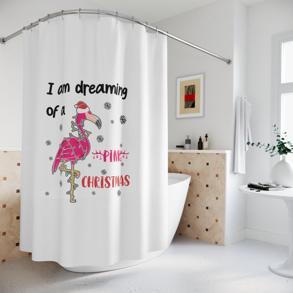 Christmas  Shower - Curtains - Pink Christmas Printify