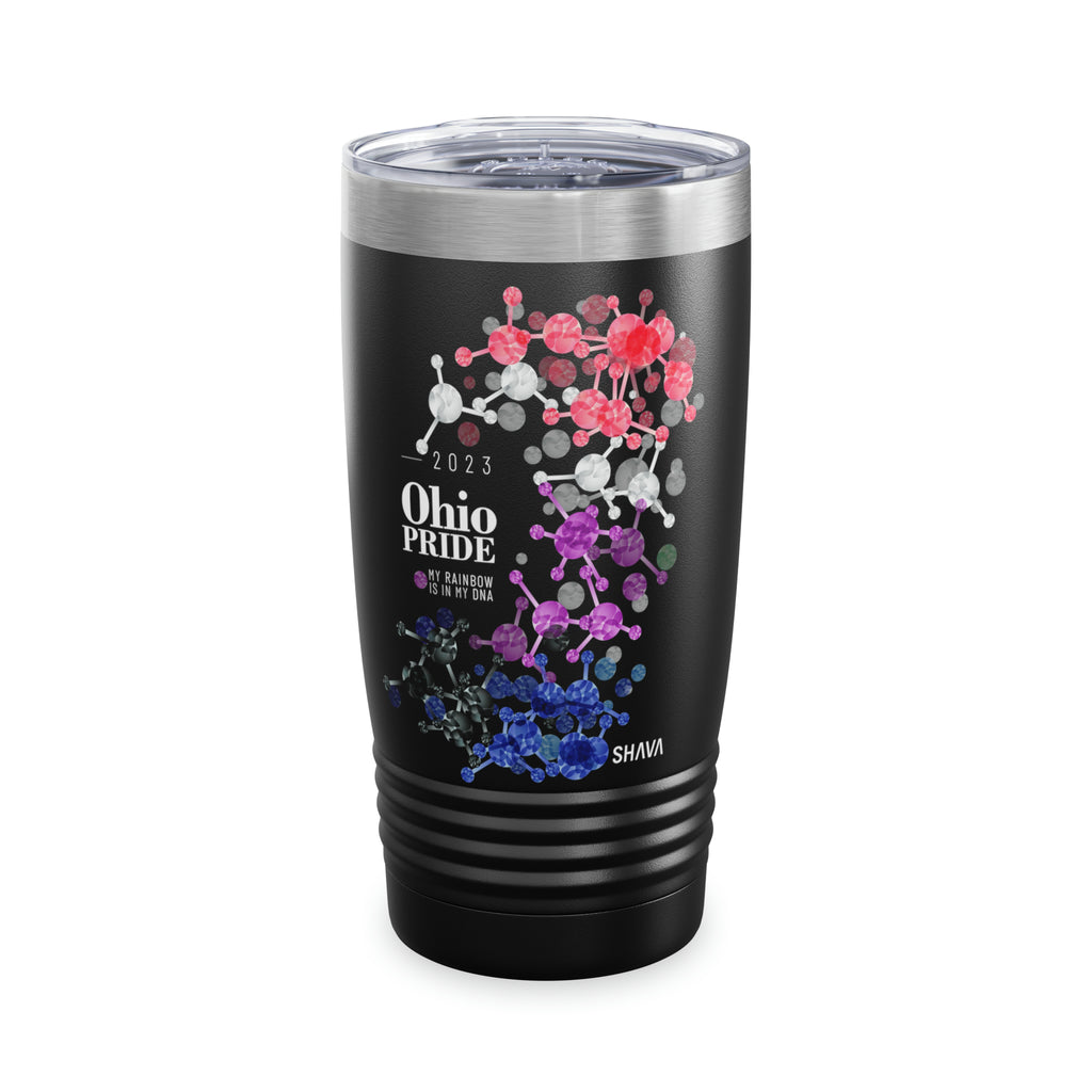 SHAVA CO Genderfluid Flag 2023 Pride, Ohio Ringneck Tumbler 20oz - My Rainbow Is In My DNA Printify