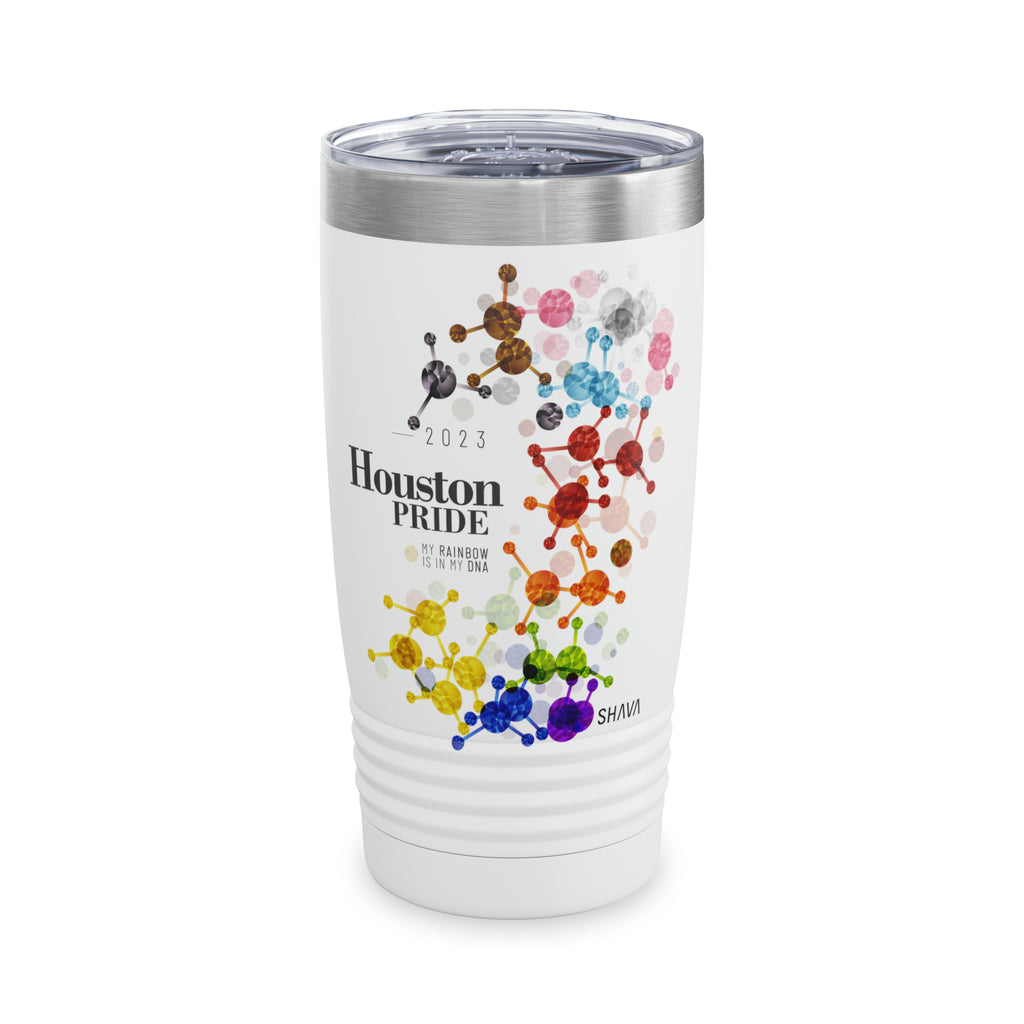 SHAVA CO Progress Flag 2023 Pride, Houston Ringneck Tumbler 20oz - My Rainbow Is In My DNA Printify