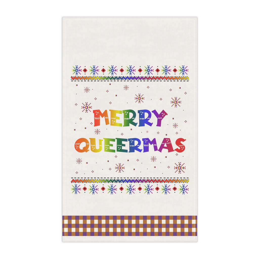 Christmas LGBTQ  Kitchen Towel - Merry Queermas Printify