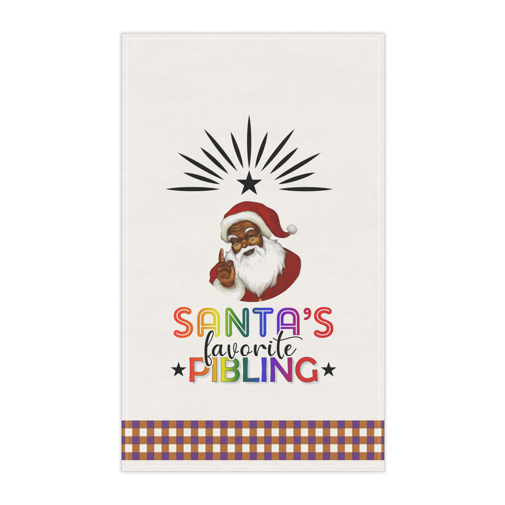 Christmas LGBTQ  Kitchen Towel - Nonbinary Santa's Favorite Pibling Printify