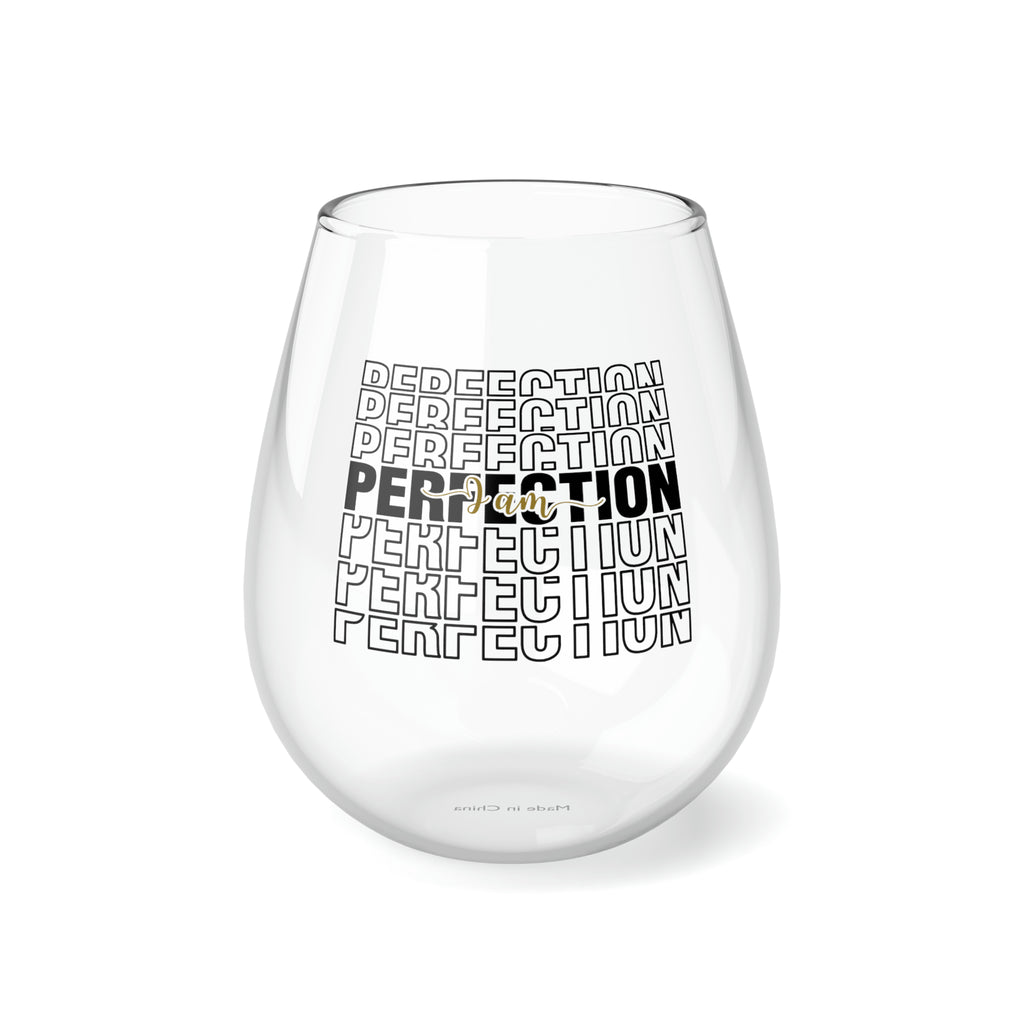 Christmas Stemless Wine Glass, I am Perfection Printify