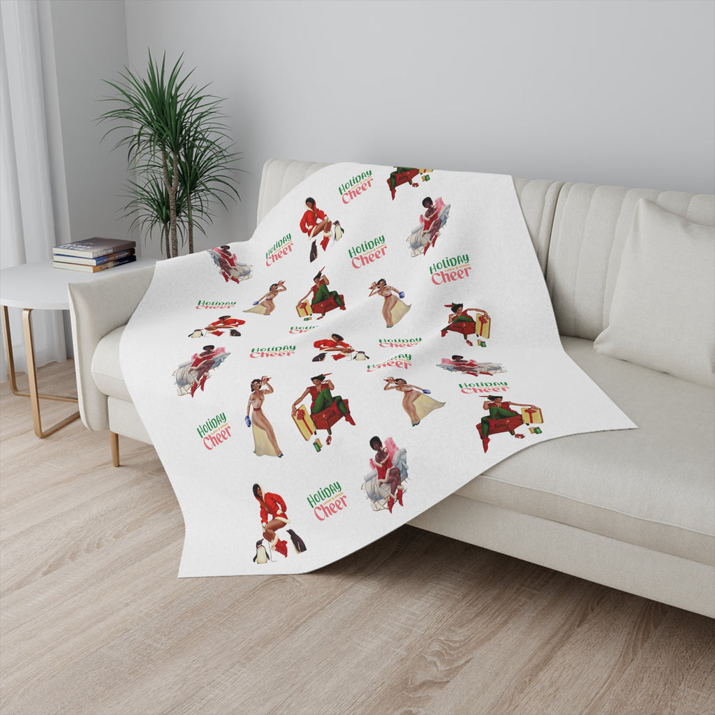 Christmas Sherpa Blanket, Merry Christmas Holiday Cheers Printify