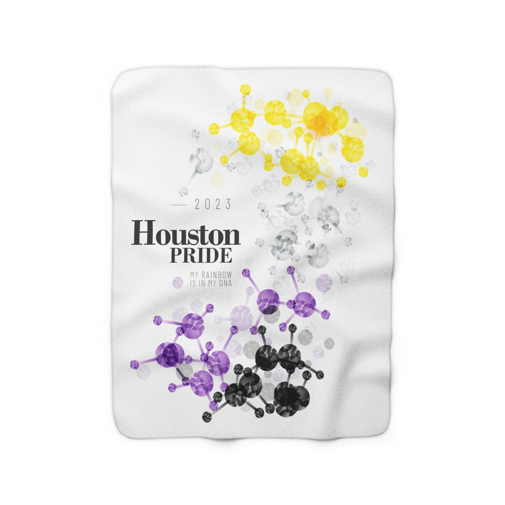 SHAVA CO Non Binary Flag 2023 Pride, Houston Sherpa Fleece Blanket - My Rainbow Is In My DNA Printify