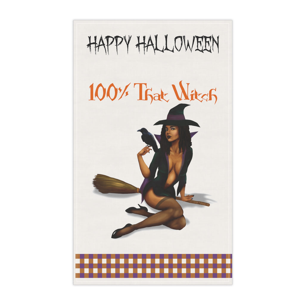 Halloween Kitchen Towel - Happy Halloween -100 % That Witch Printify