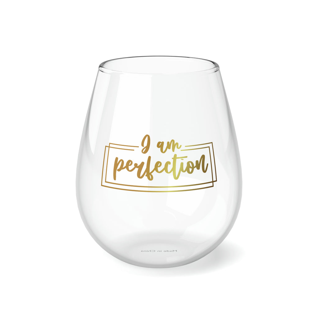 Christmas Stemless Wine Glass, I am Perfection Printify