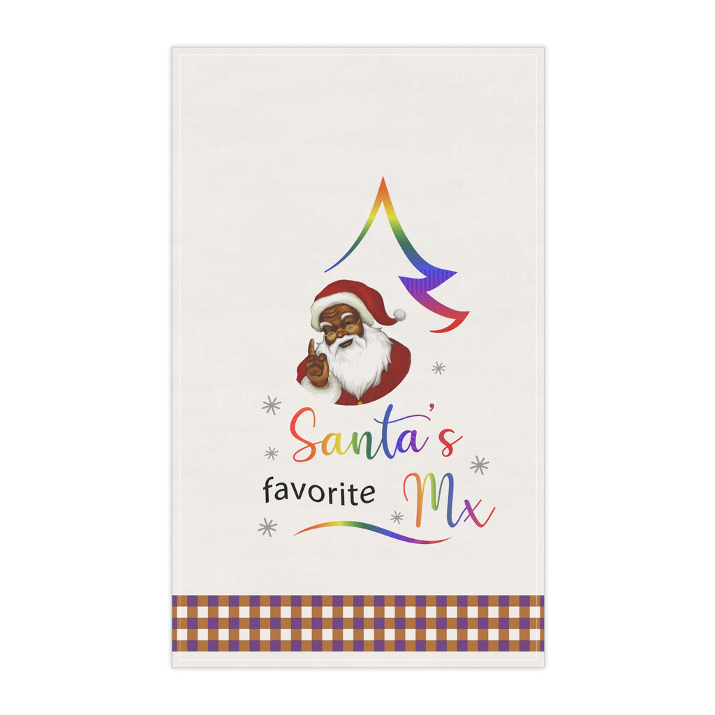 Christmas LGBTQ  Kitchen Towel - Nonbinary Santa's Favorite Mx Printify