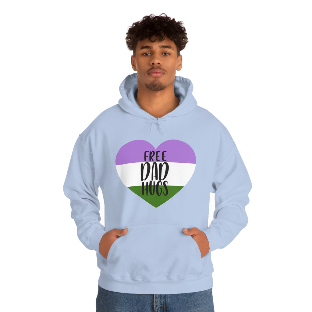 SHAVA CO Genderqueer Flag, Unisex Heavy Blend™ Hooded Sweatshirt - Free Dad Hugs Printify