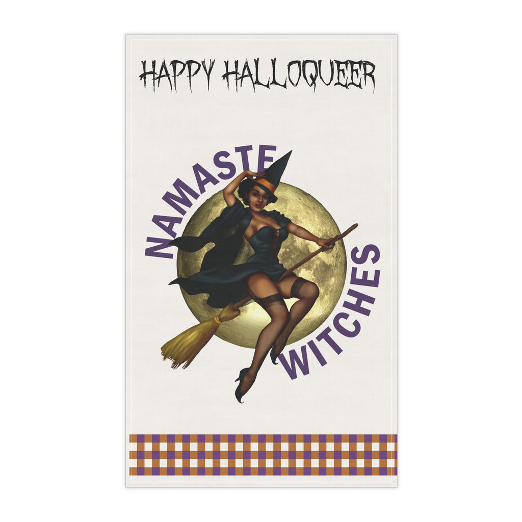 Halloween Kitchen Towel - Happy Halloqueer - Namaste Witches Printify