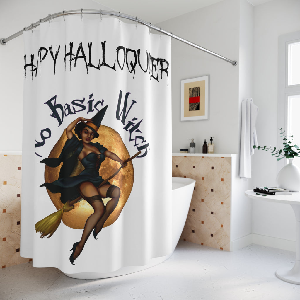 Halloween Polyester Shower Curtain - Happy Helloqueer -  No Basic Witches Printify