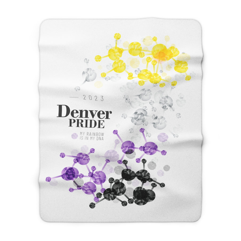 SHAVA CO Non Binary Flag 2023 Pride, Denver Sherpa Fleece Blanket - My Rainbow Is In My DNA Printify