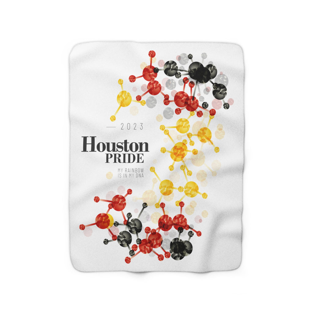SHAVA CO Rubber Flag 2023 Pride, Houston Sherpa Fleece Blanket - My Rainbow Is In My DNA Printify
