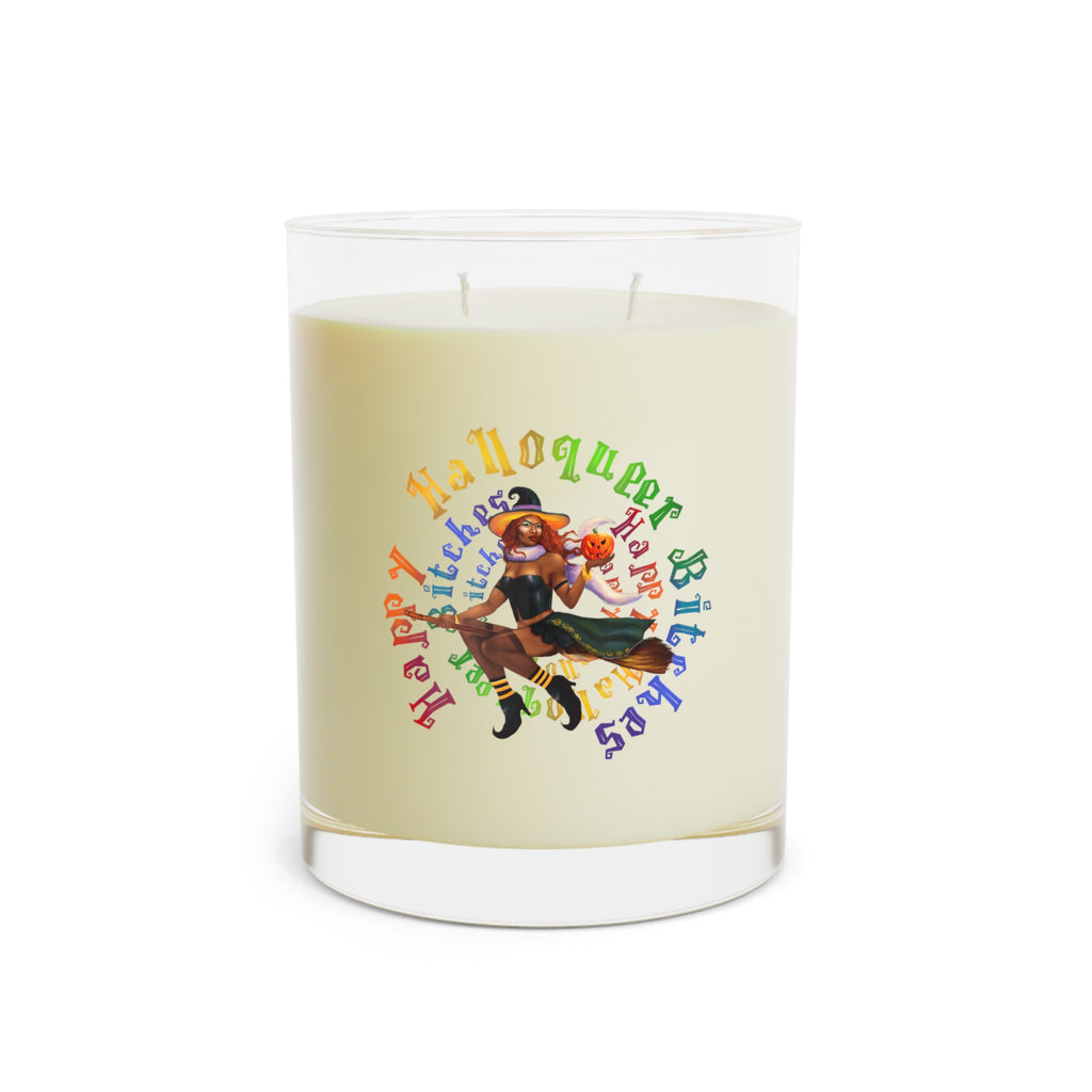 Halloween Scented Candle Full Glass, 11oz - Happy HallowQueer Witches (Black) Printify