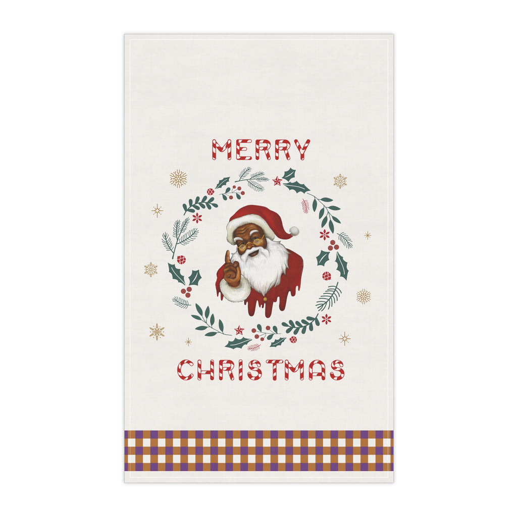 Christmas Kitchen Towel - Santa Shirt Merry Christmas Printify