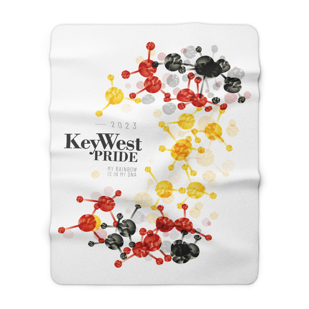 SHAVA CO Rubber Flag 2023 Pride, Key West Sherpa Fleece Blanket - My Rainbow Is In My DNA Printify