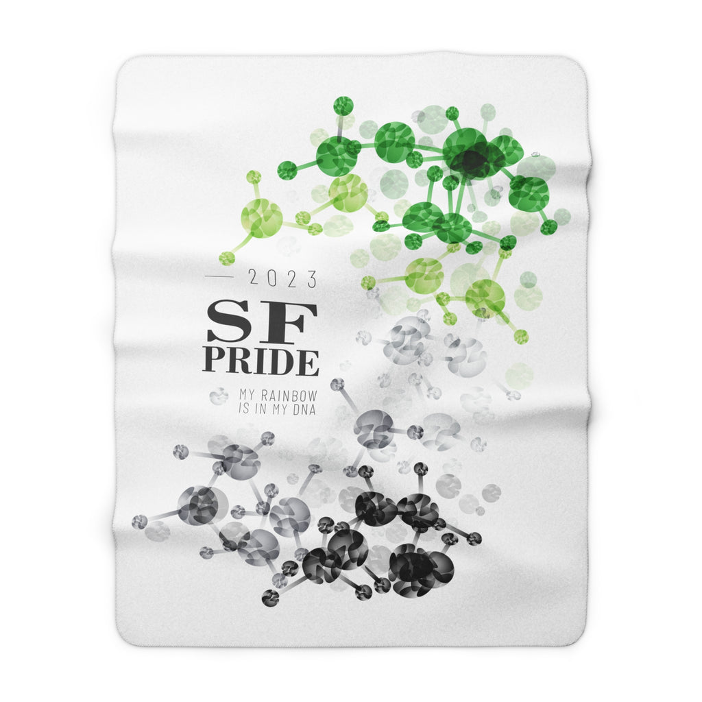 SHAVA CO Aromantic Flag 2023 Pride, San Francisco Sherpa Fleece Blanket - My Rainbow Is In My DNA Printify