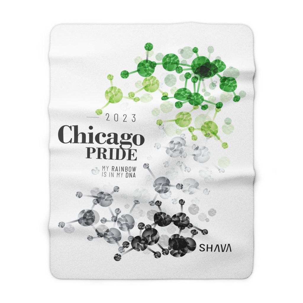SHAVA CO Aromantic Flag 2023 Pride, Chicago Sherpa Fleece Blanket - My Rainbow Is In My DNA Printify