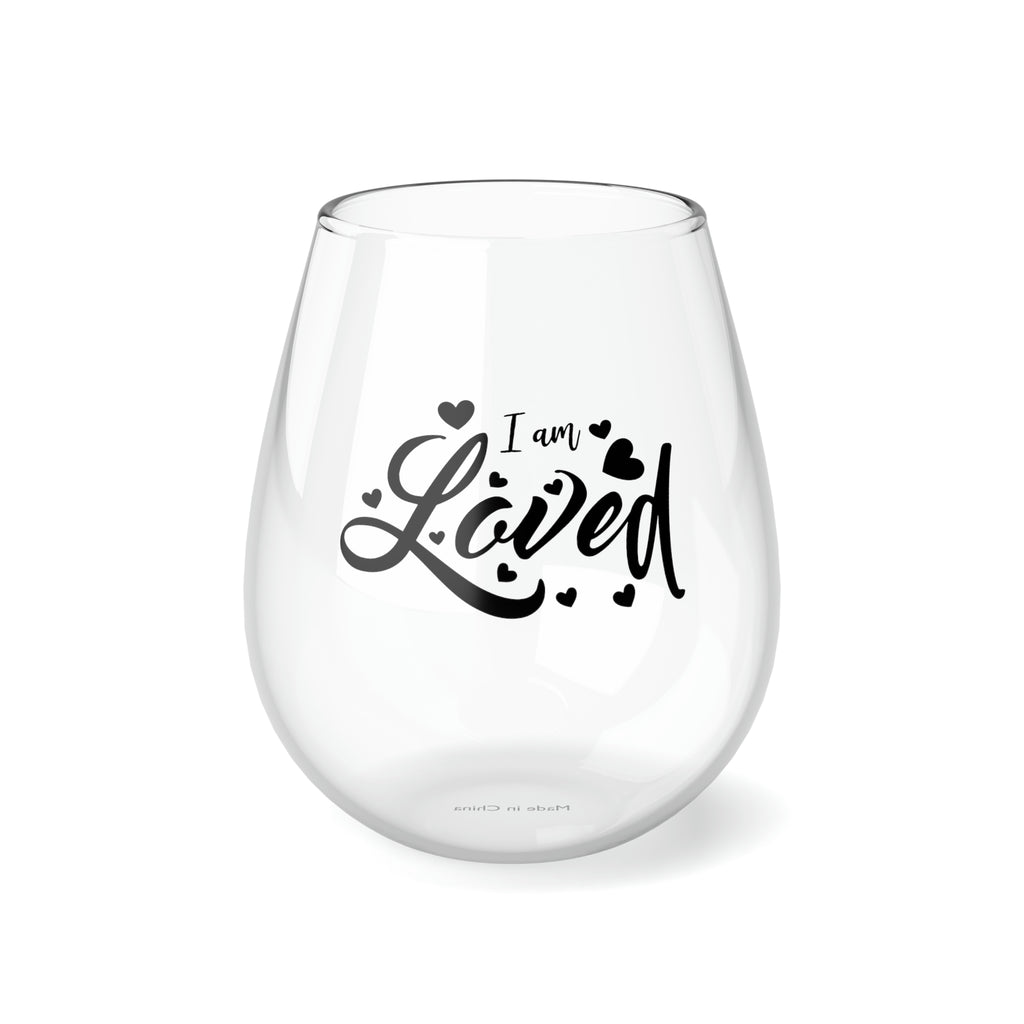 Christmas Stemless Wine Glass, I am Loved Printify