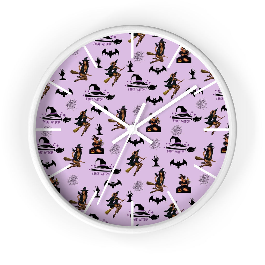 Halloween Wall Clock - That Witch Pattern Printify