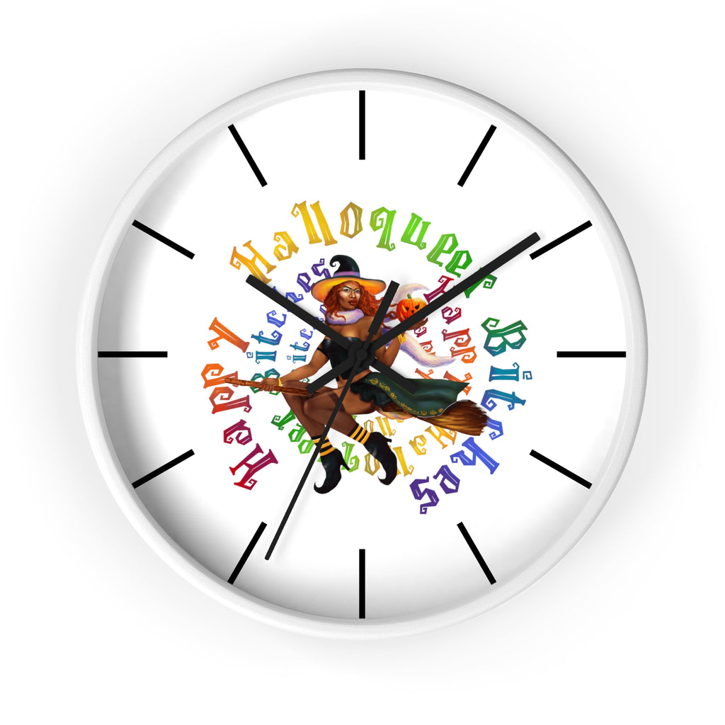 Halloween Wall Clock - Happy HallowQueer Bitches Black Printify