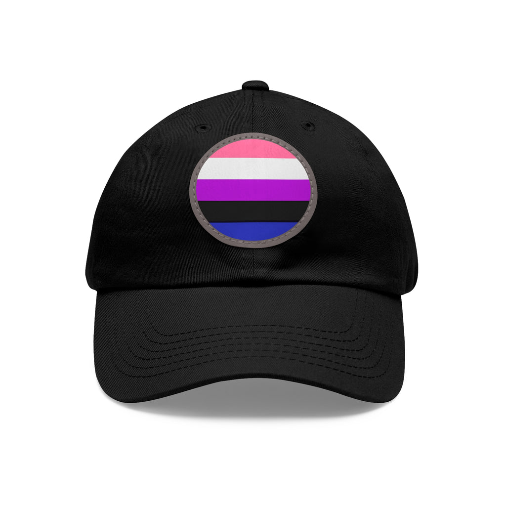 SHAVA CO Genderfluid Flag Dad Hat with Leather Patch (Round) Printify