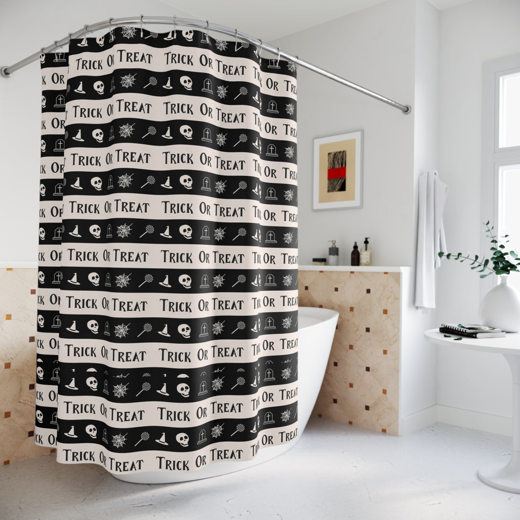 Halloween Polyester Shower Curtain - Trick or Treat pattern Printify