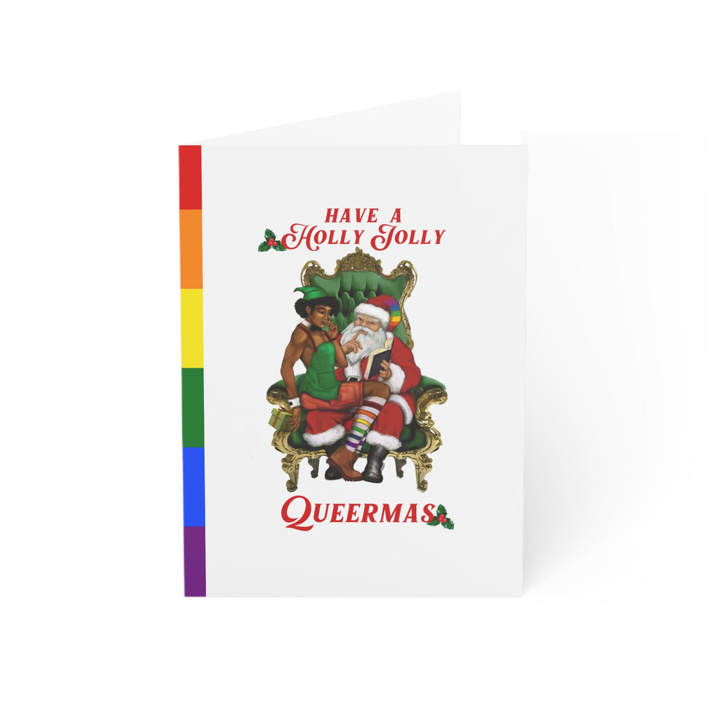 Merry Queermas Greeting Cards ' Have a Holly Jolly Queermas(BLACK) SHAVA CO