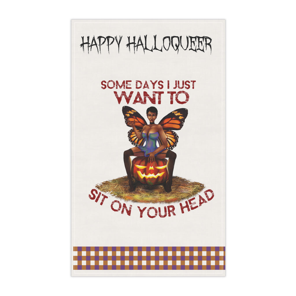 Halloween Kitchen Towel - Happy Halloqueer - Sit On Your Head Printify