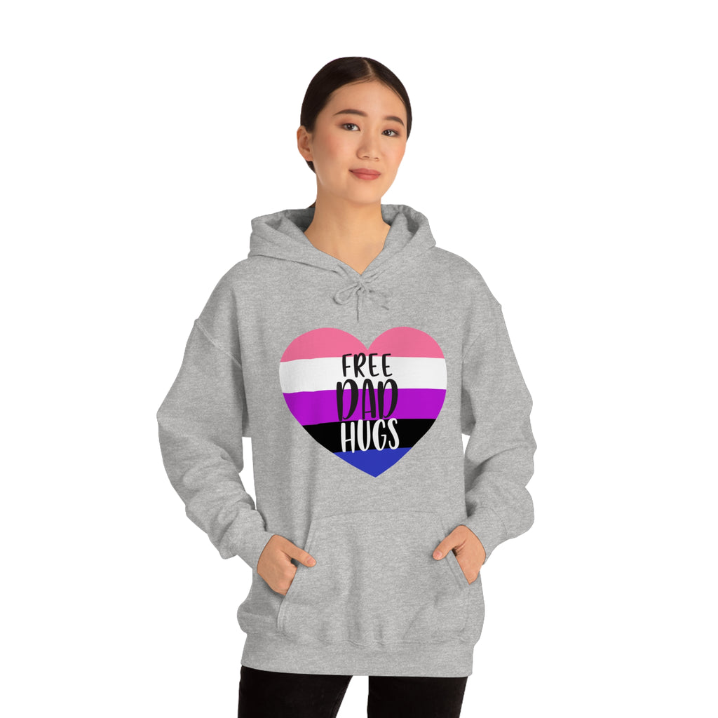 SHAVA CO Genderfluid Flag, Unisex Heavy Blend™ Hooded Sweatshirt - Free Dad Hugs Printify