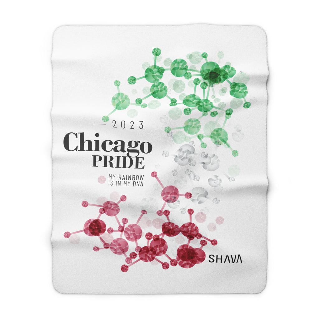 SHAVA CO Abrosexual Flag 2023 Pride, Chicago Sherpa Fleece Blanket - My Rainbow Is In My DNA Printify