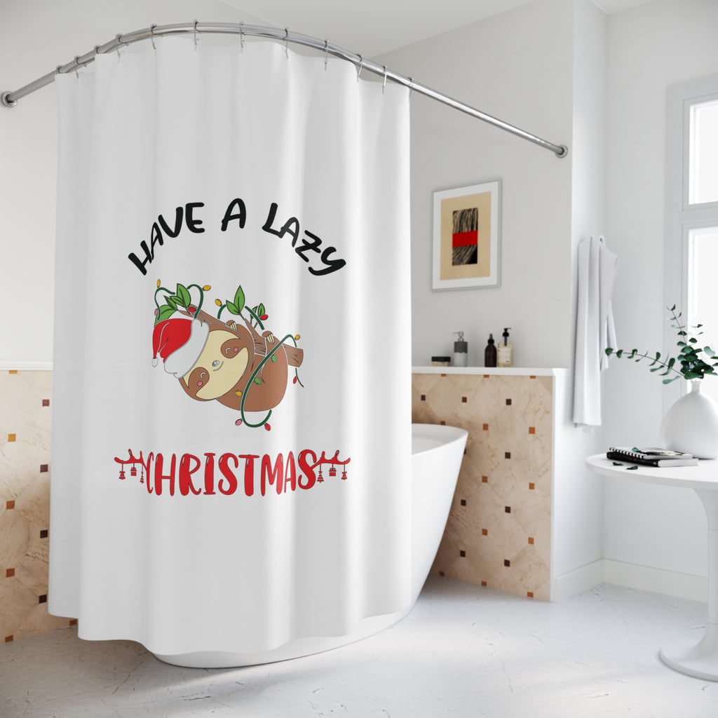 Christmas  Shower - Curtains - Have a Lazy Christmas Printify