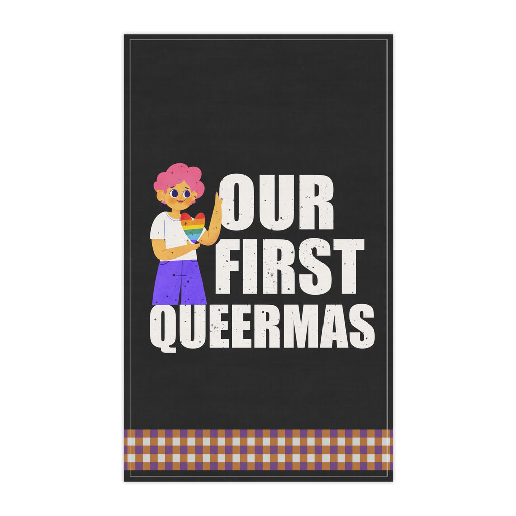 Christmas LGBTQ  Kitchen Towel - Our First Queermas Printify