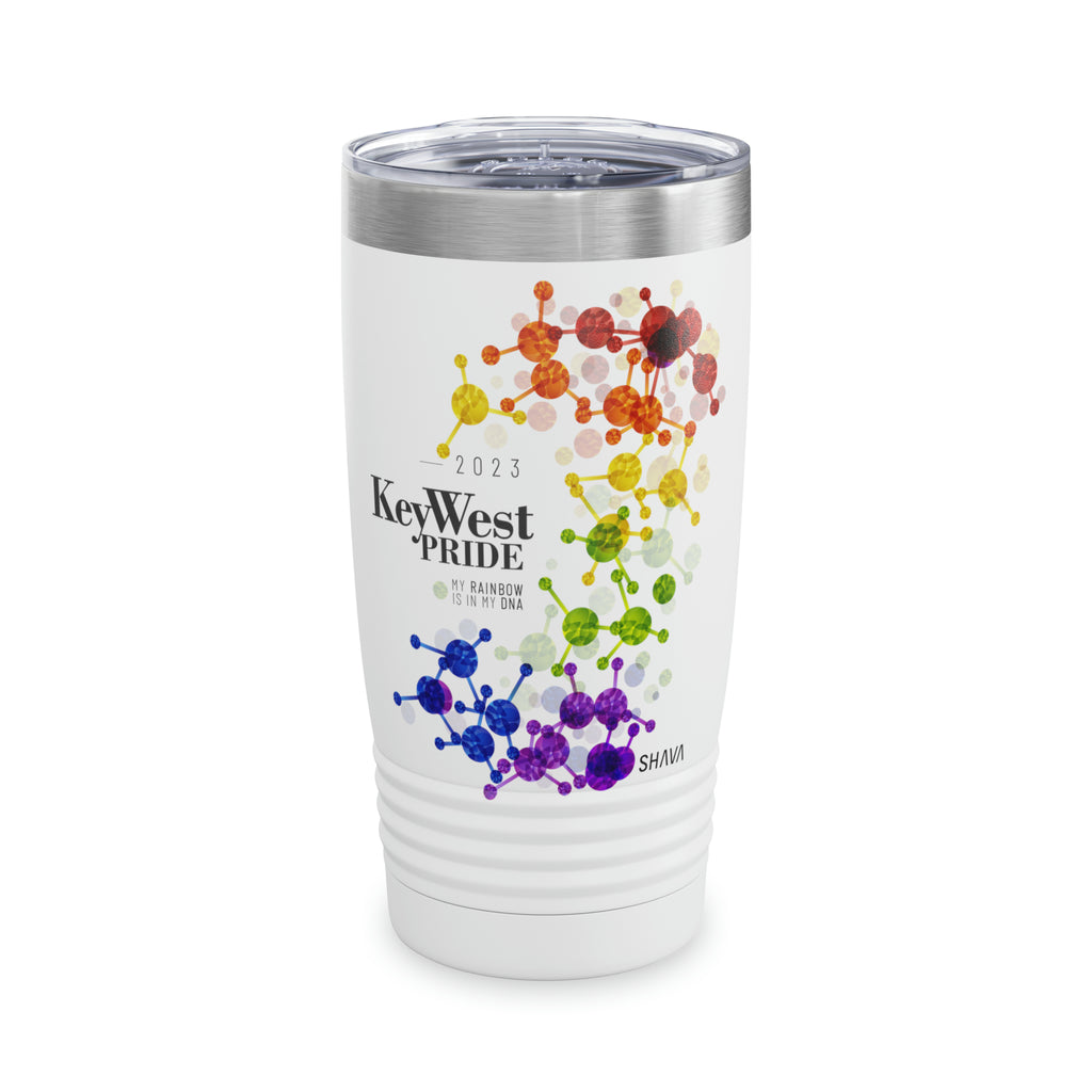 SHAVA CO Rainbow Flag 2023 Pride, Key West Ringneck Tumbler 20oz - My Rainbow Is In My DNA Printify