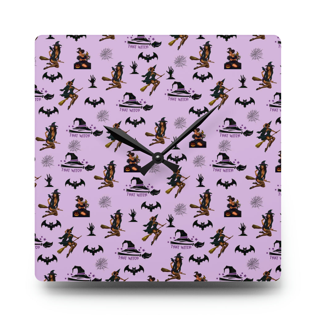 Halloween Acrylic Wall Clock - That Witch Pattern Printify