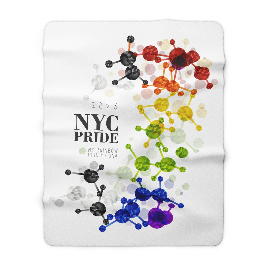 SHAVA CO Straight Ally Flag 2023 Pride, New York City Sherpa Fleece Blanket - My Rainbow Is In My DNA Printify
