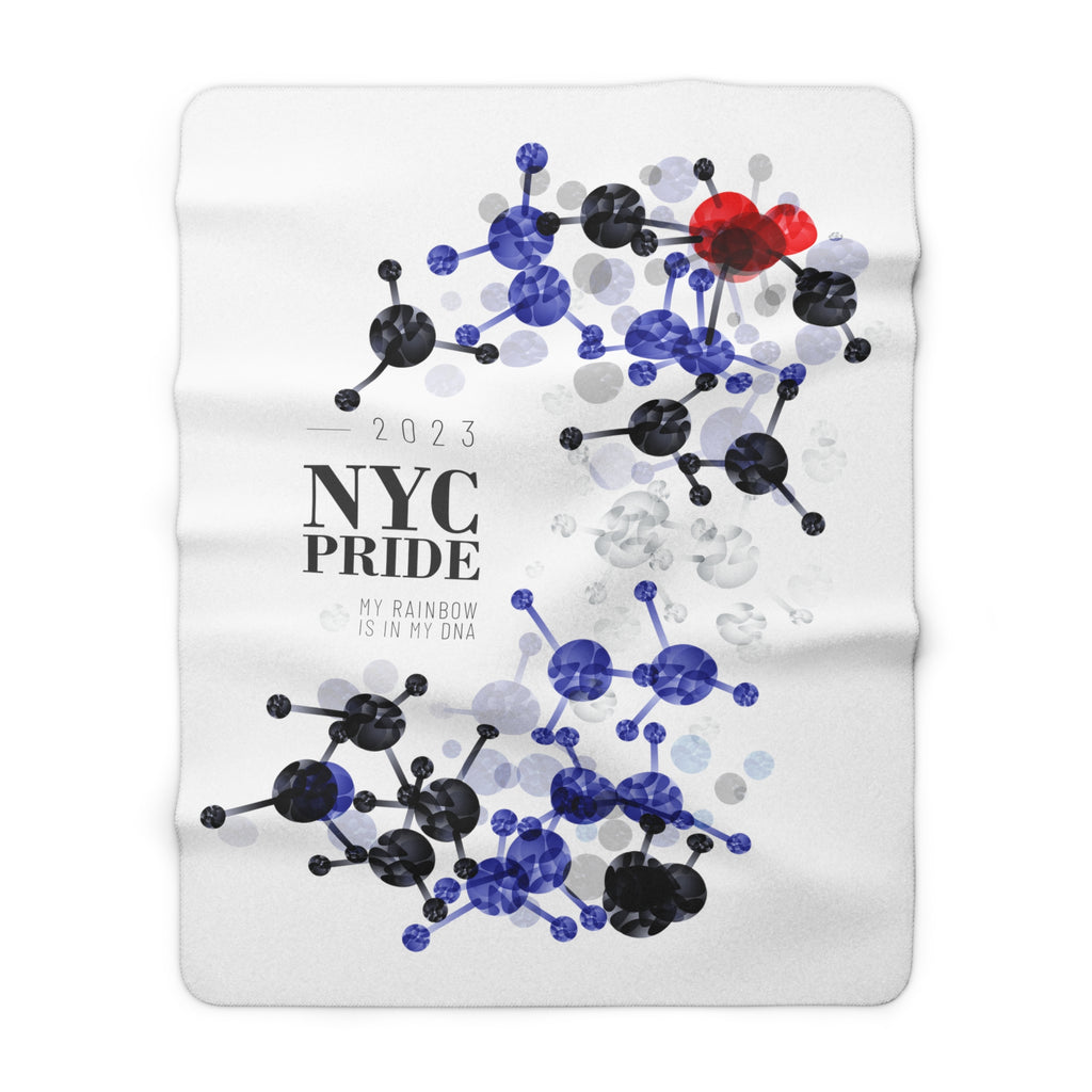 SHAVA CO Leather Flag 2023 Pride, New York City Sherpa Fleece Blanket - My Rainbow Is In My DNA Printify