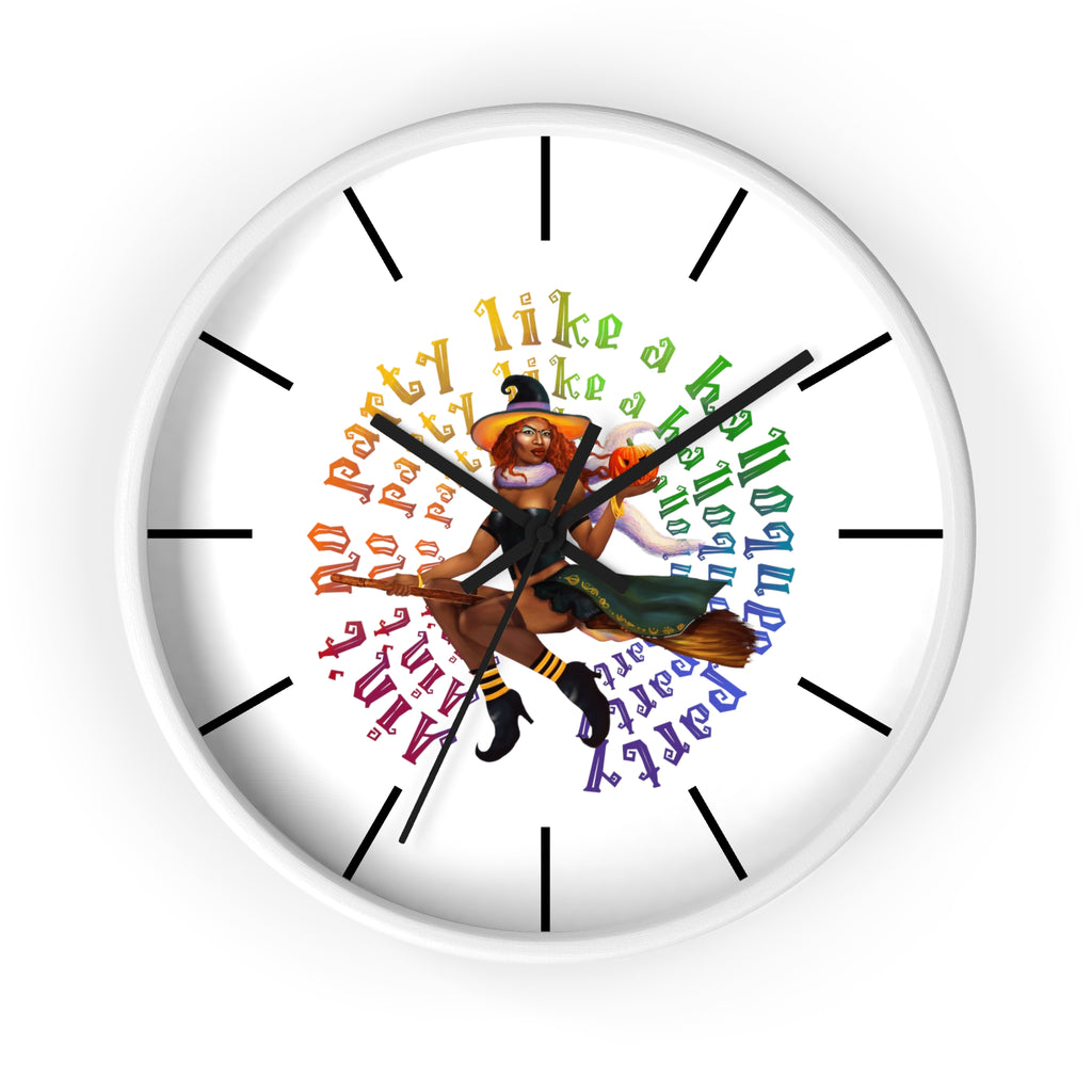 Halloween Wall Clock - No Party Black Printify